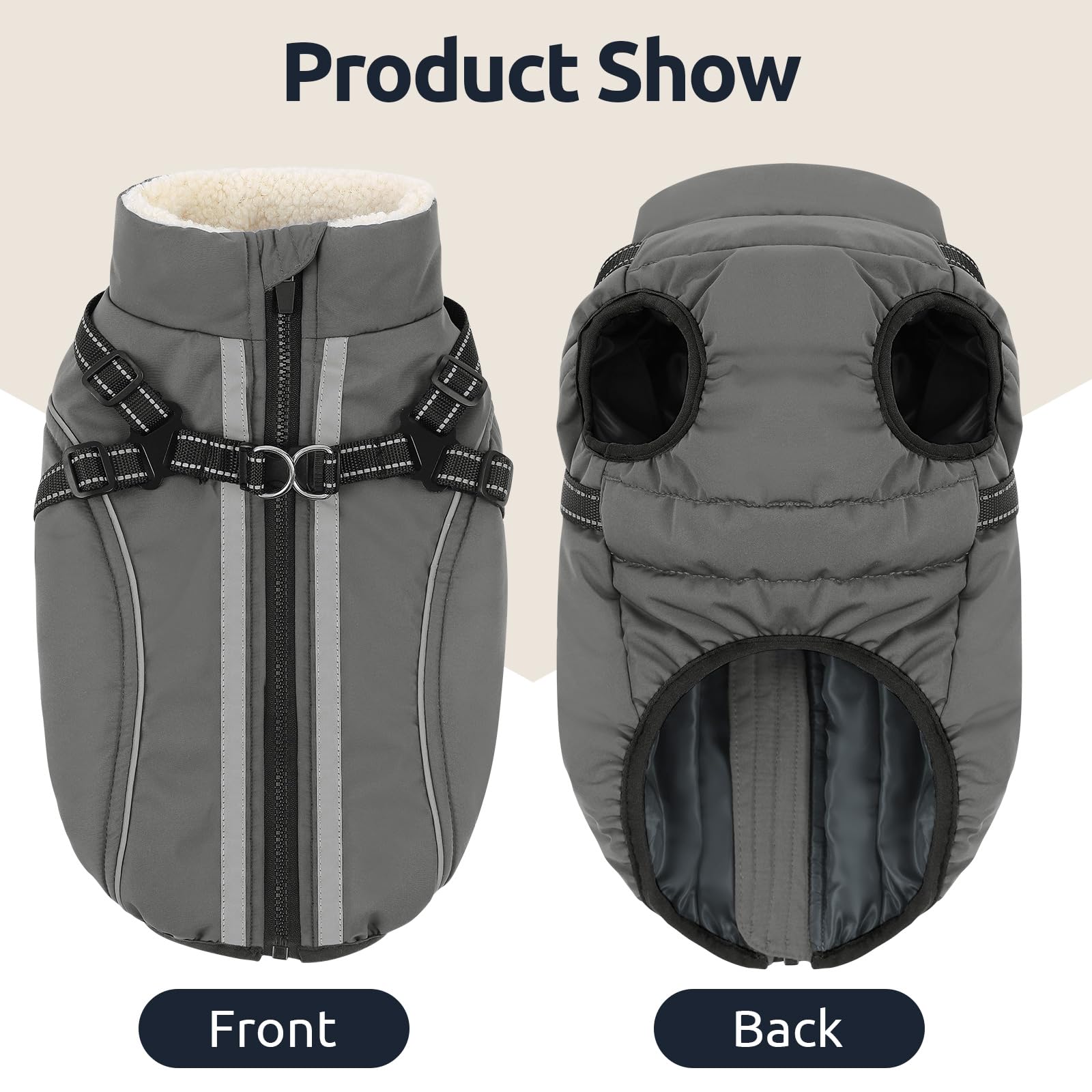 KAMA BRIDAL dog winter coat with reflective strips for night visibility