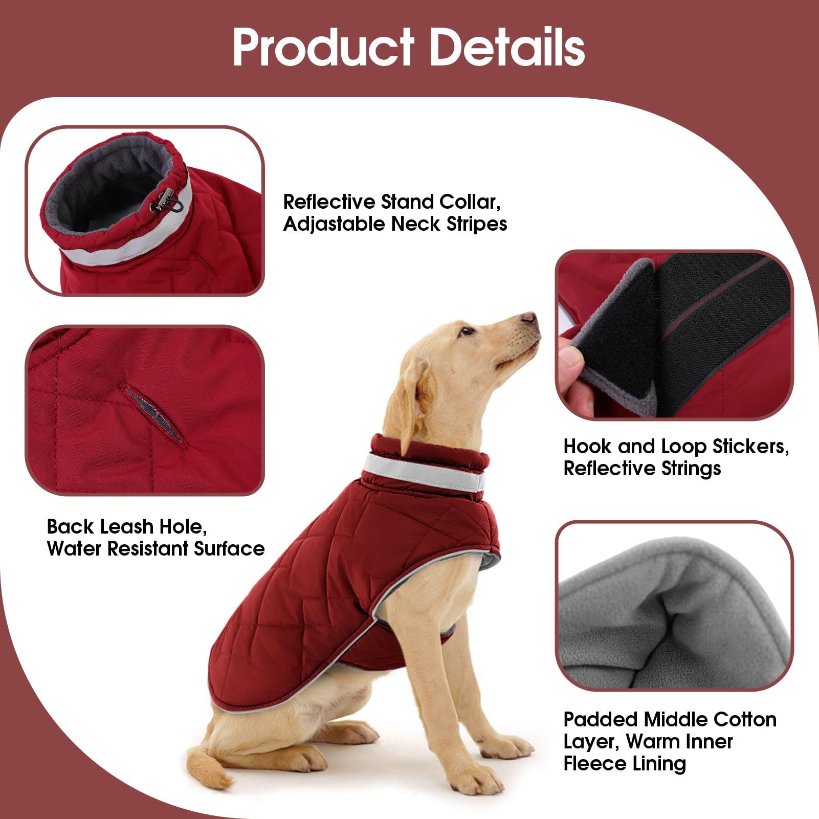 KAMA BRIDAL red dog jacket back view showing windproof outer layer.