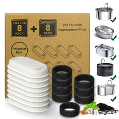 KANCHOU cat fountain filter 16-pack packaging shows replacement filters for clean water.