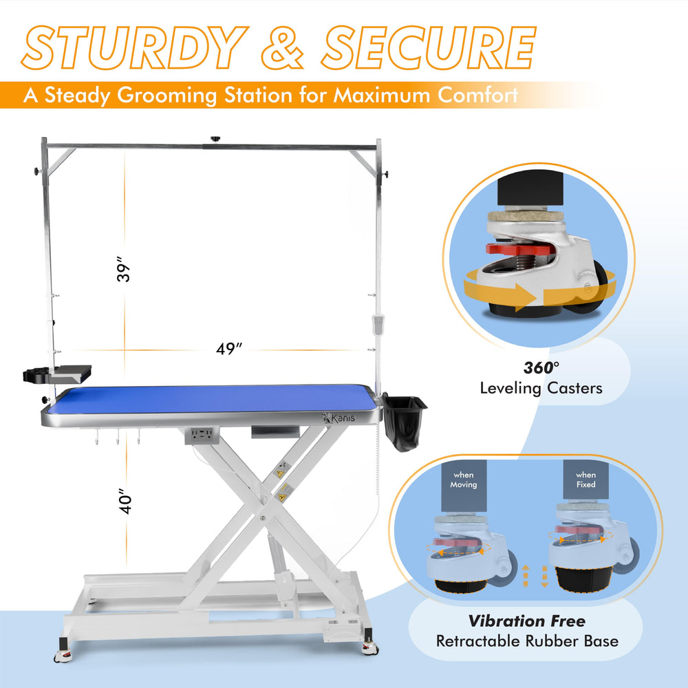 KANIS height adjustment feature shows easy lift from 11.4 to 39 inches.