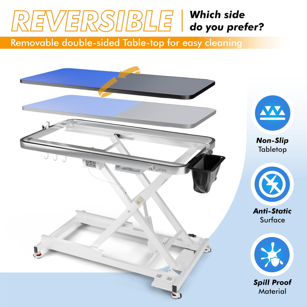 KANIS dog grooming table wheels and base demonstrate smooth mobility and leveling support.