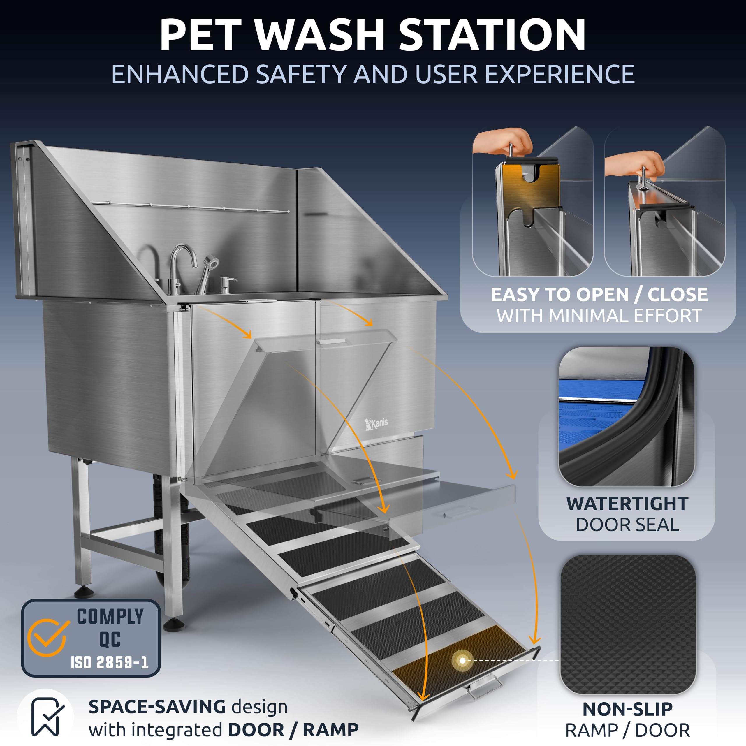 KANIS floor grates in sturdy steel, promote clean drainage and hygiene after baths.