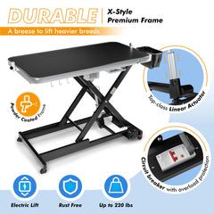 KANIS professional table side view highlights robust frame for quiet operation.