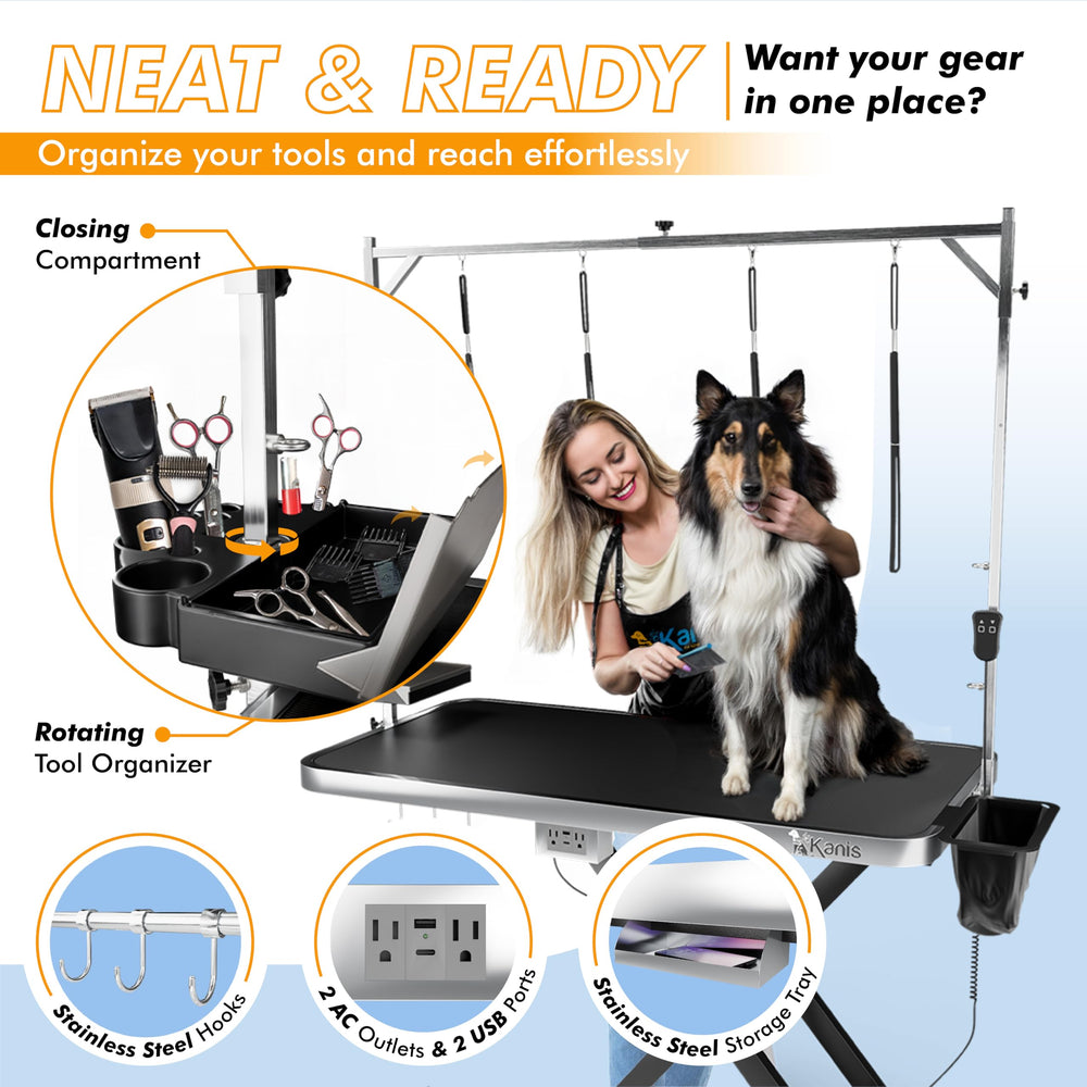 KANIS tool organizer keeps clippers and accessories within reach.