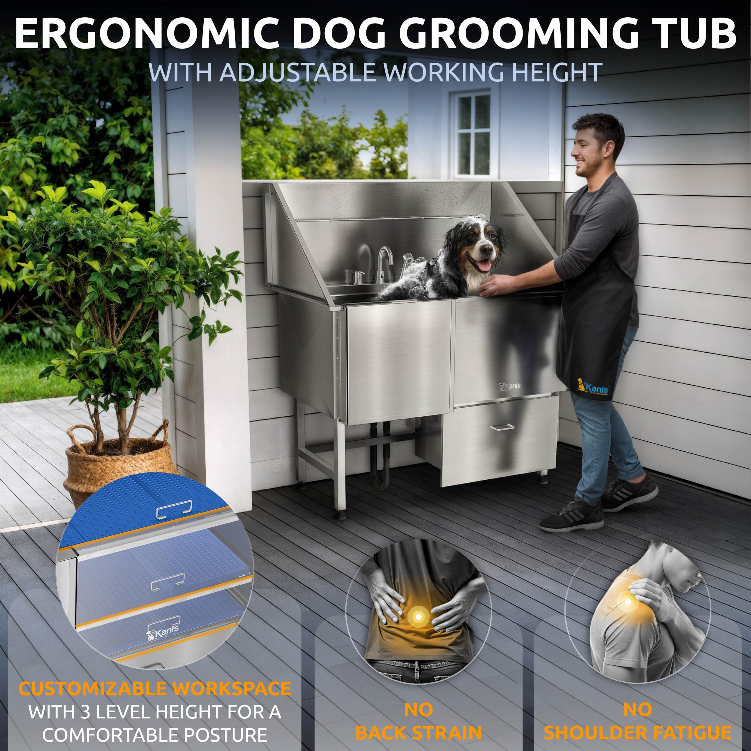 KANIS built-in storage drawer, keeps grooming tools within reach.