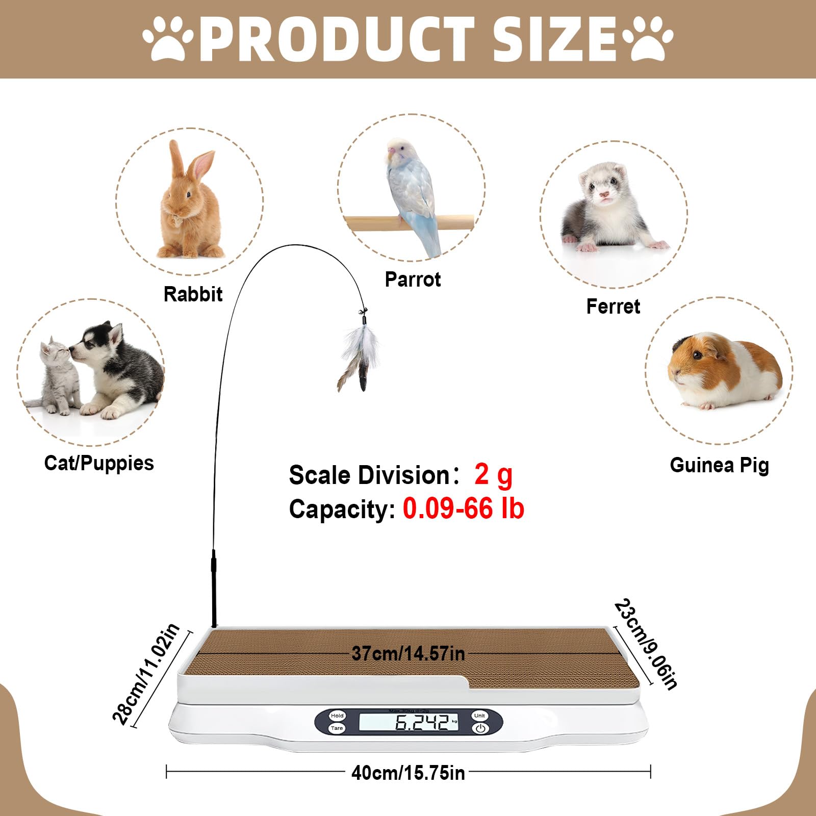 Kanmeii pet scale showing hold/tare function for accurate readings