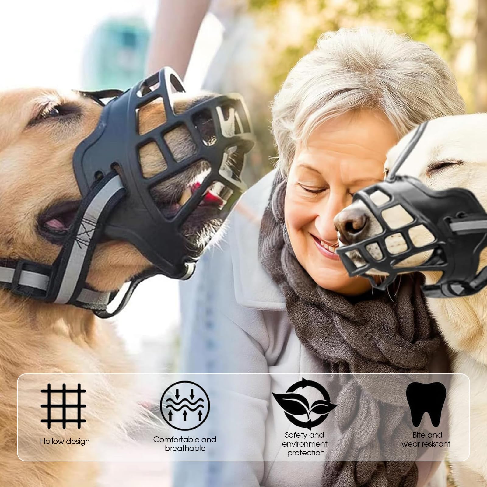 Kanuoc dog muzzle allows panting and drinking during walks