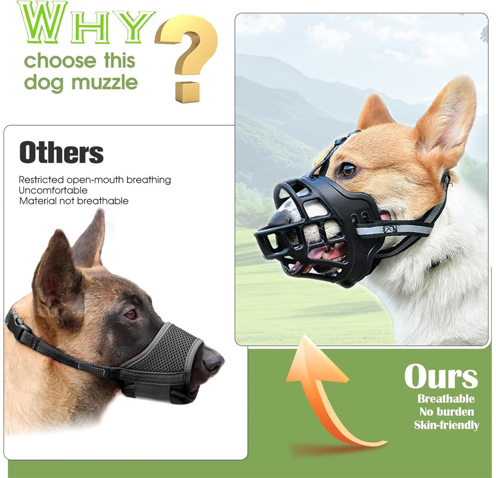 Kanuoc dog muzzle basket allows panting and drinking during outdoor walks.