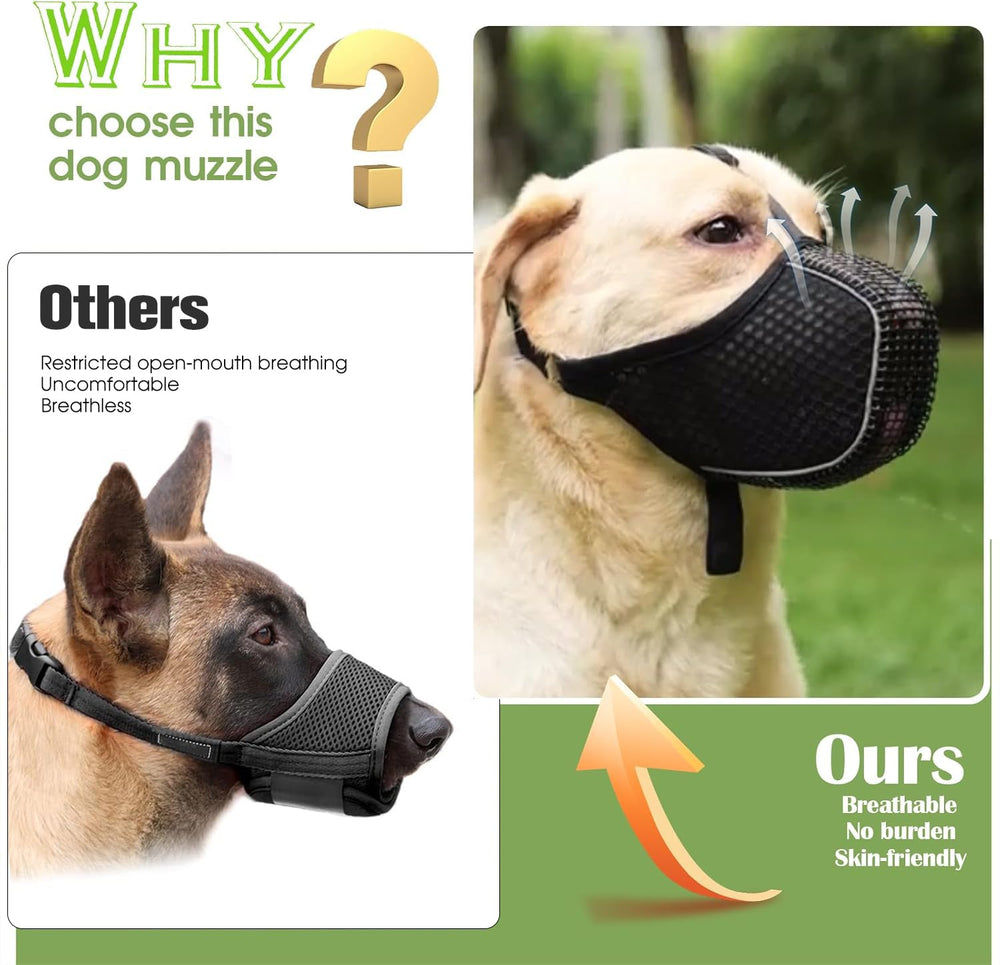 Kanuoc dog muzzle features reflective mesh for better visibility