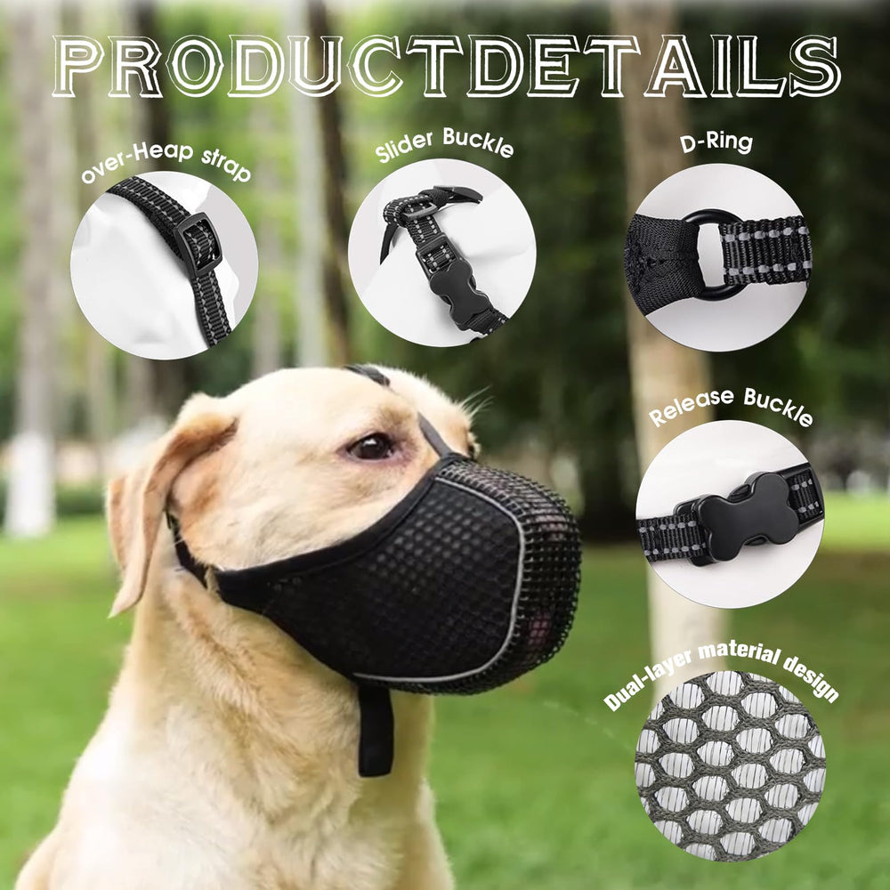 Kanuoc dog muzzle made of soft mesh material for gentle on-snout comfort