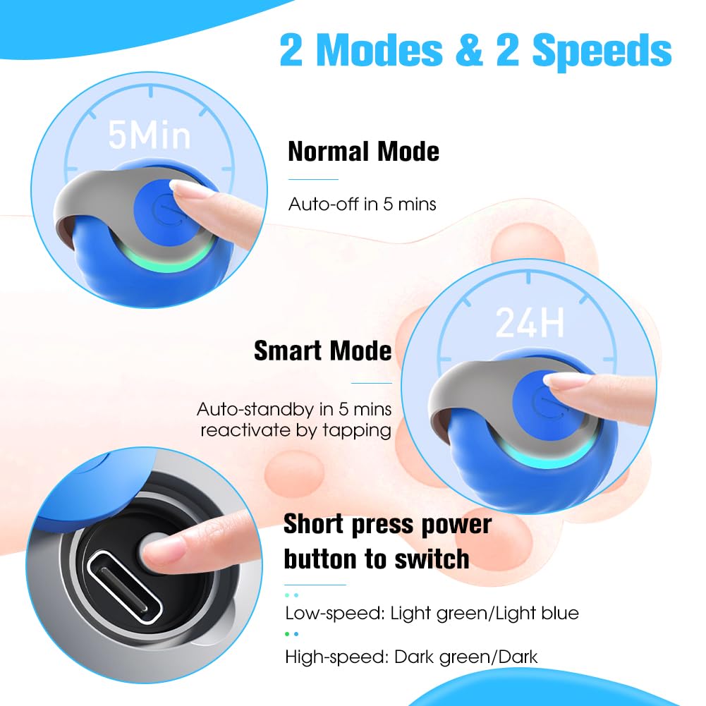 kanuoc Speedy Tail Cat Toy ball blue side illustrates versatile play and unpredictable paths