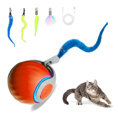 kanuoc Speedy Tail Cat Toy orange ball for indoor interactive play