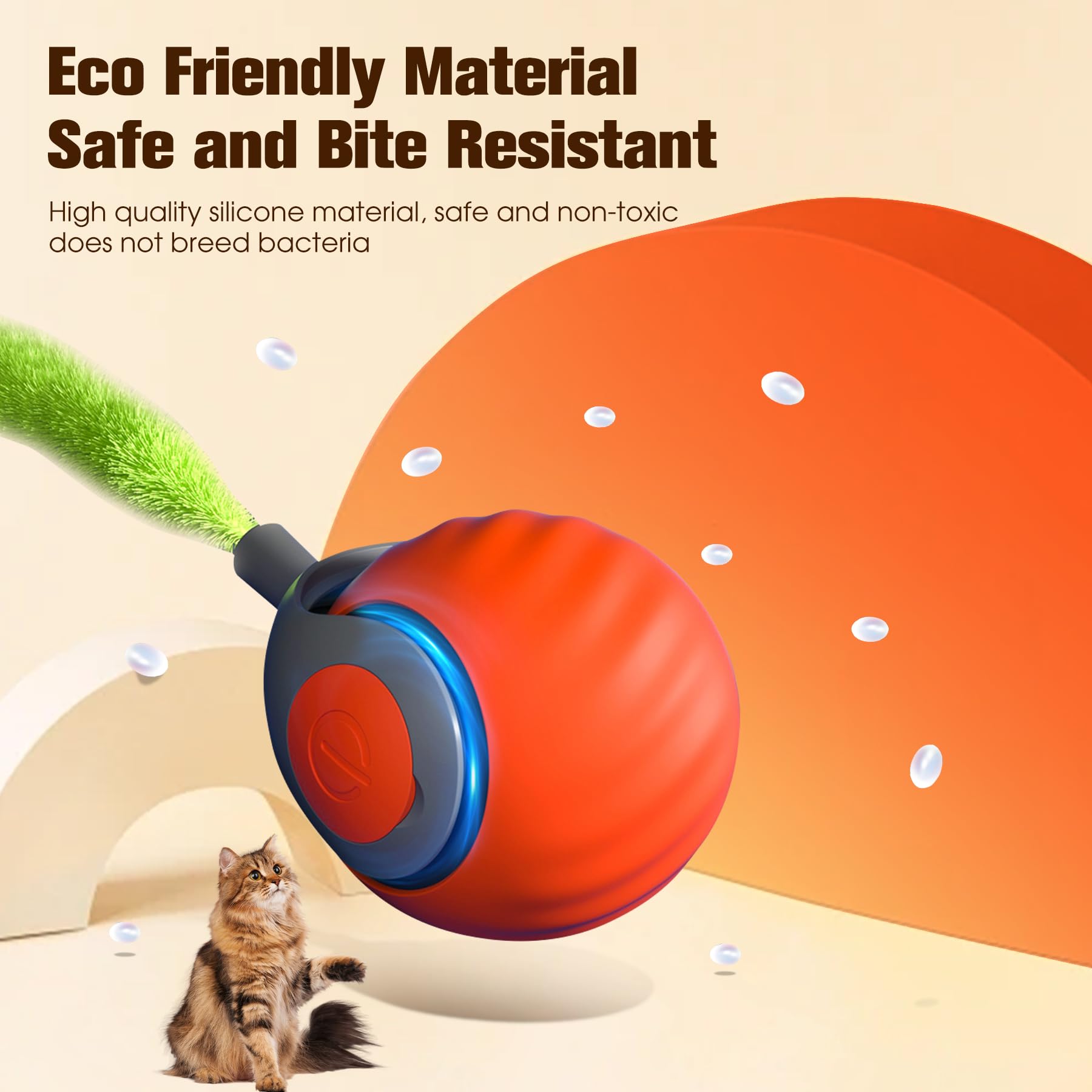 kanuoc Speedy Tail Cat Toy wave texture helps smooth rolling on carpets