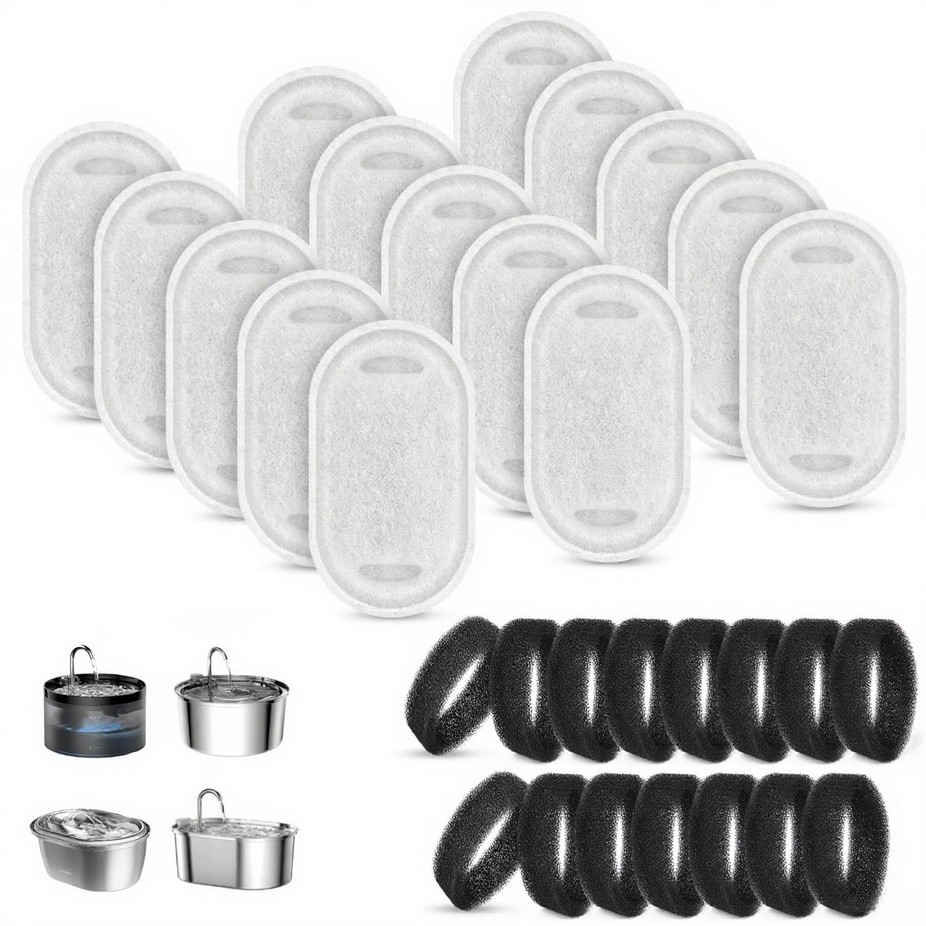 Kapawze 15+15 pack filters for cat fountains keeps water fresh for pets