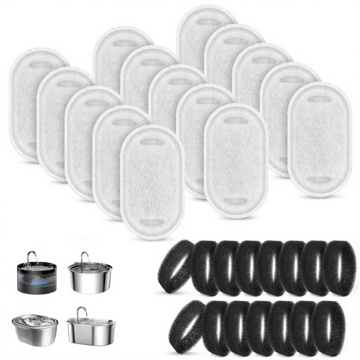 Kapawze 15+15 pack filters for cat fountains keeps water fresh for pets