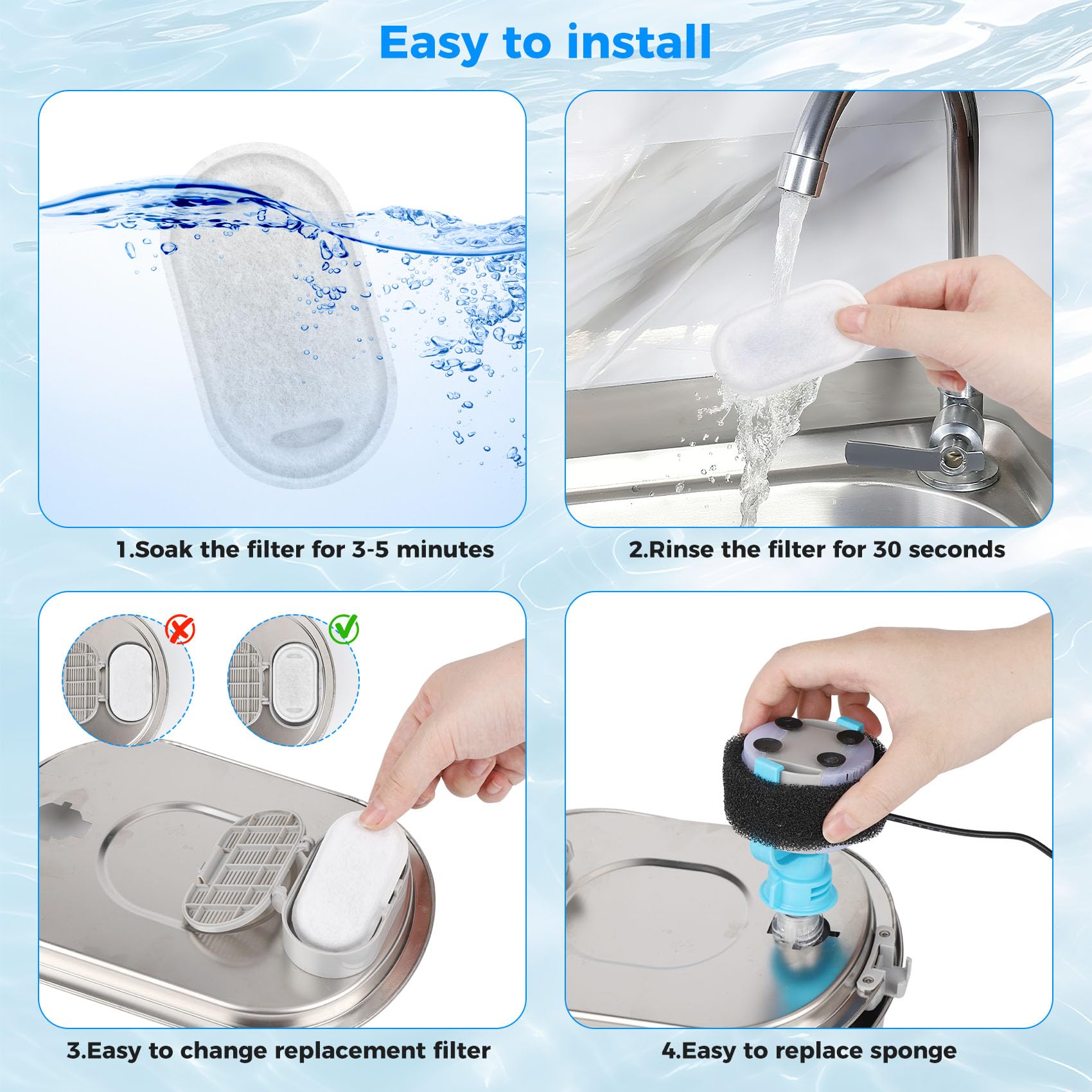 Kapawze filters compatible with Tomxcute and Soofpet fountains for versatile setup