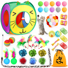 kaqinu 37pc kitten toys rainbow tunnel enhances indoor play with interactive exploration