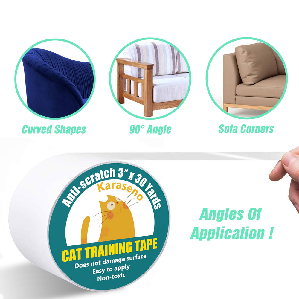 Karaseno furniture scratch-deterrent tape reduces claw marks on tables and chairs.