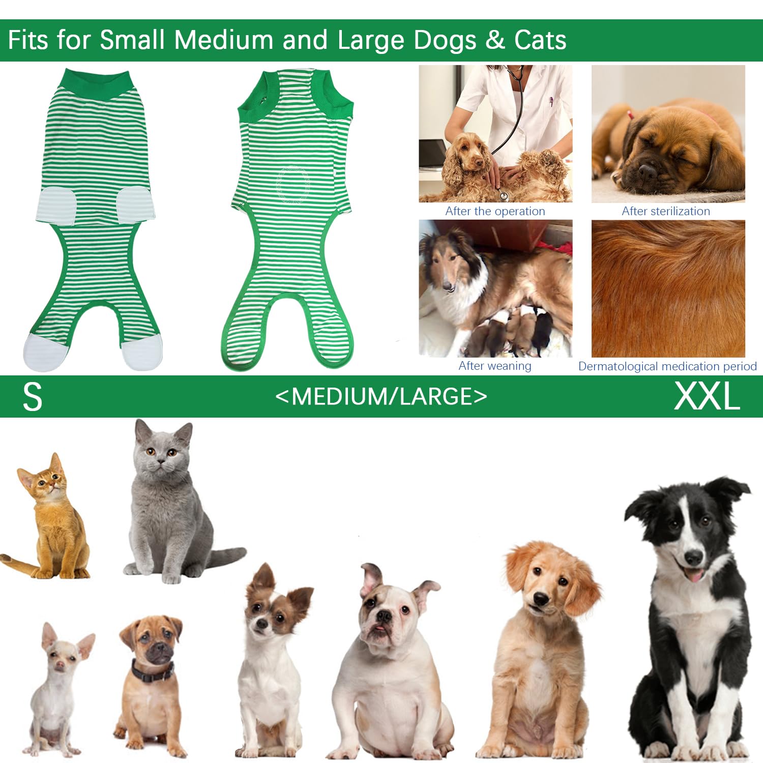 KAROKU dog recovery suit unisex design fits male and female pets