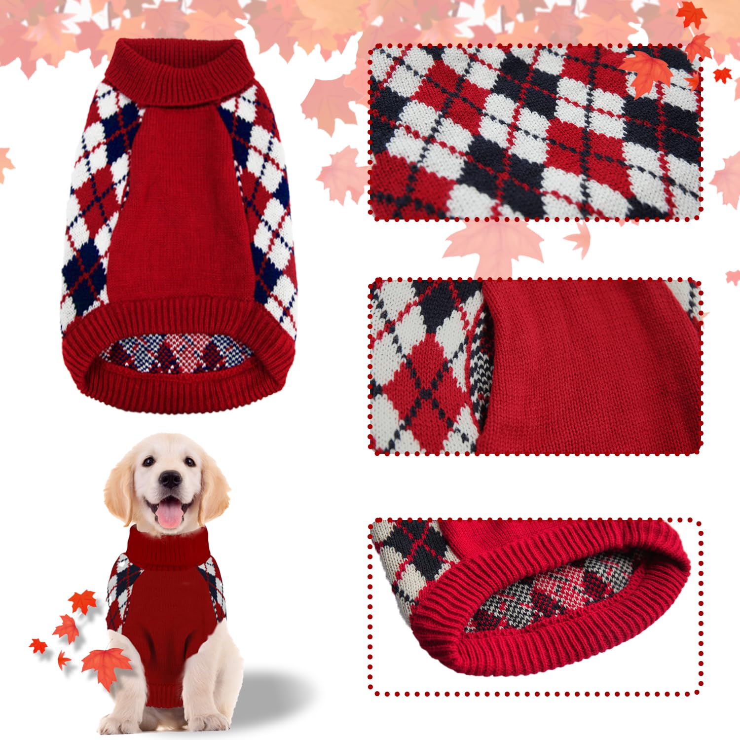 KAROKU dog sweater leash hole back enables easy leash attachment.