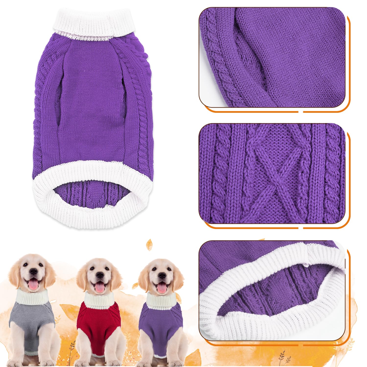 KAROKU small dog sweater plaid design view highlights festive winter style.