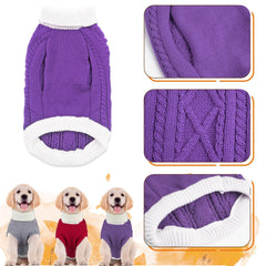 KAROKU small dog sweater plaid design view highlights festive winter style.