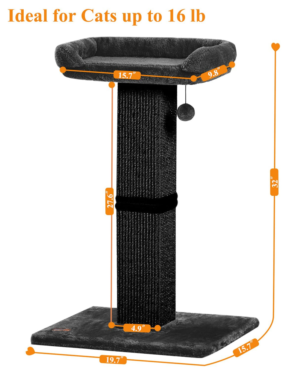 Karolpar 32inch cat scratching post in use by indoor cat near sofa
