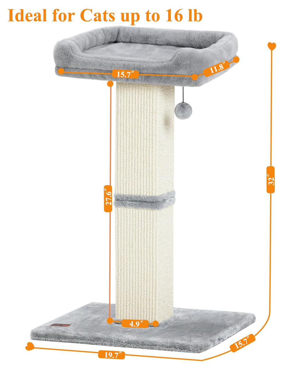 Karolpar light grey finish blends with decor while offering vertical cat space