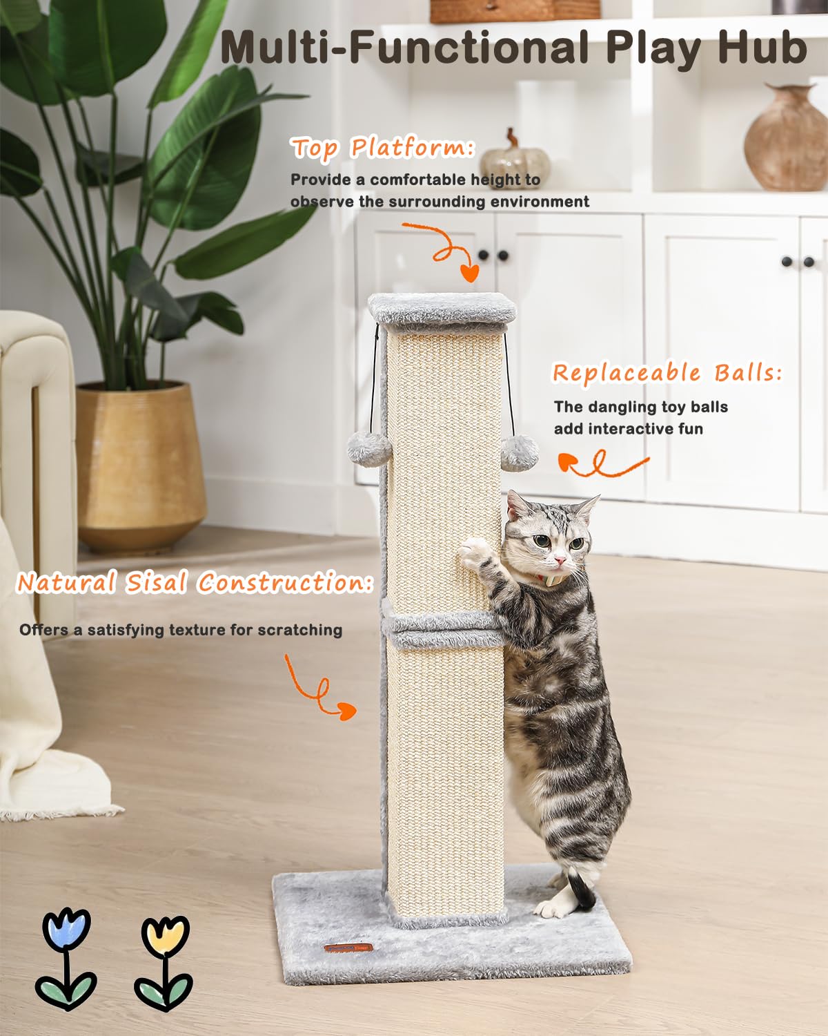 Karolpar Cat Scratching Post base plate demonstrates sturdy stability for energetic cats.