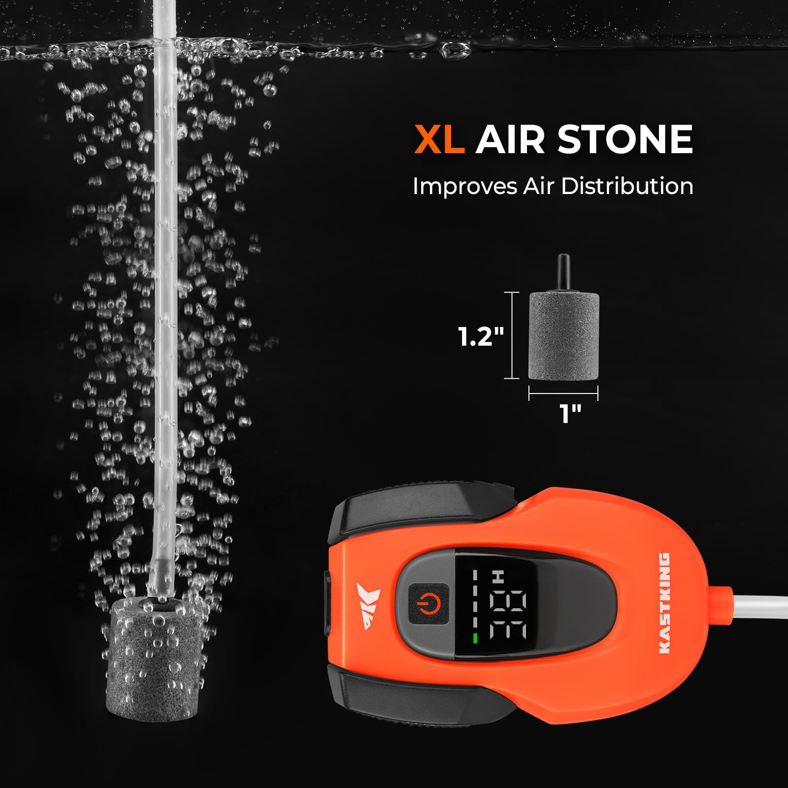 KastKing Li3 high flow delivers maximum aeration when bait is active.