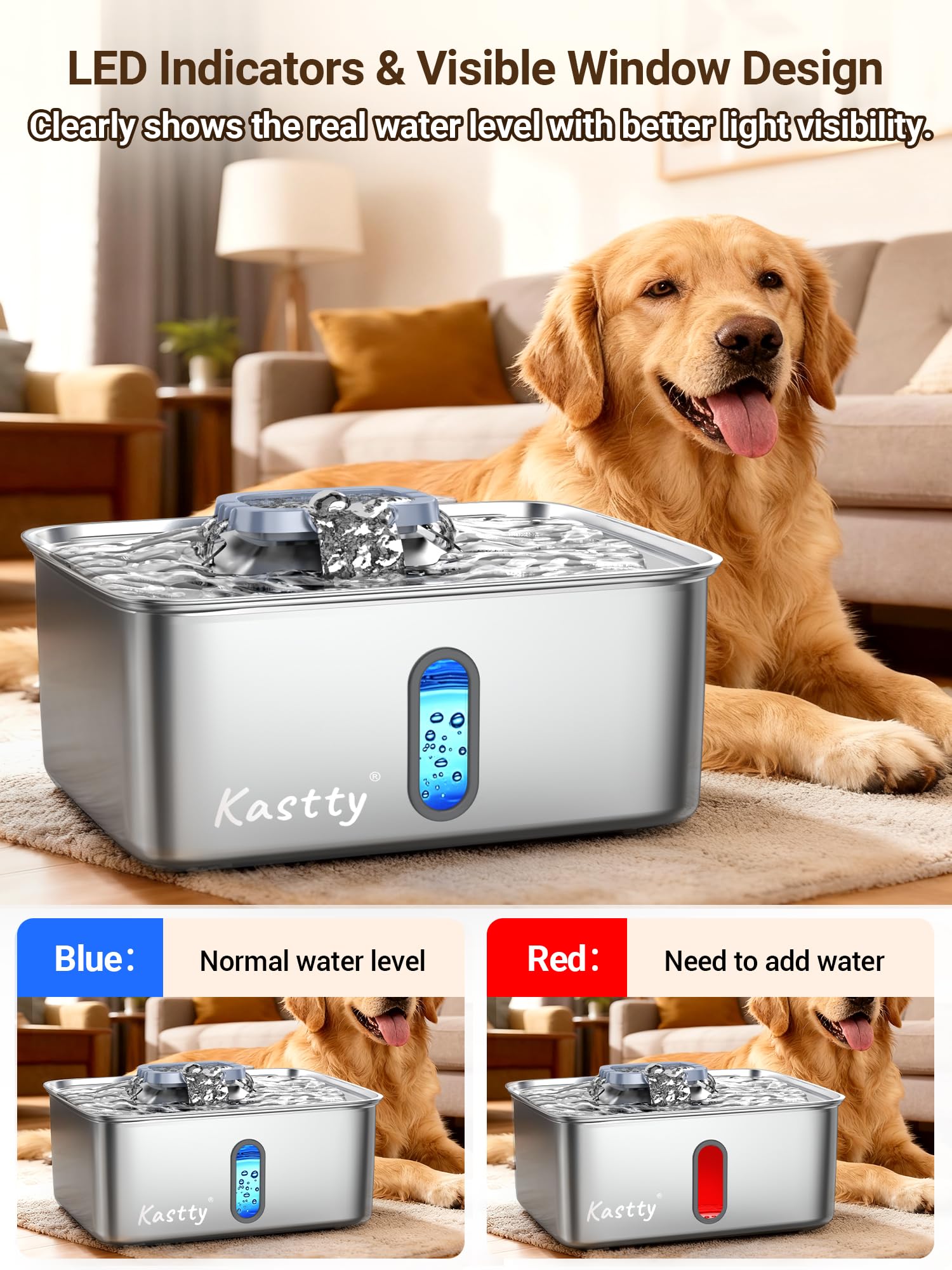 Kastty 5-layer filtration system traps hair and impurities for cleaner water
