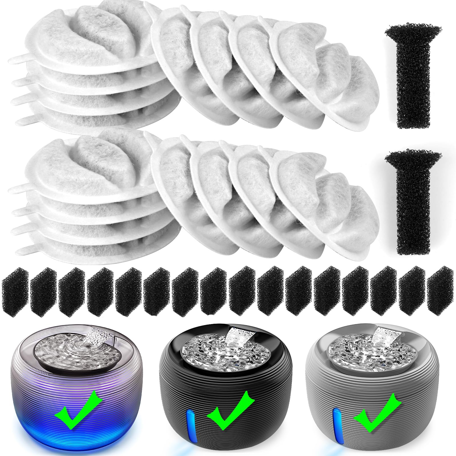 Kastty cat fountain filter 34-pack activated carbon for fresher water