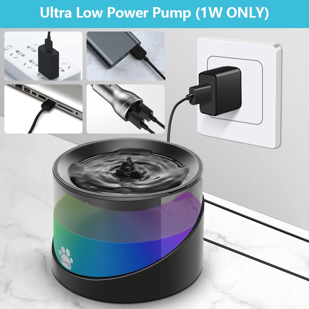 Kastty cat water fountain dual filtration using coconut carbon.