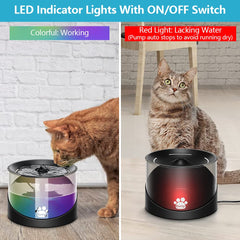Kastty cat water fountain LED light on adds gentle night visibility.