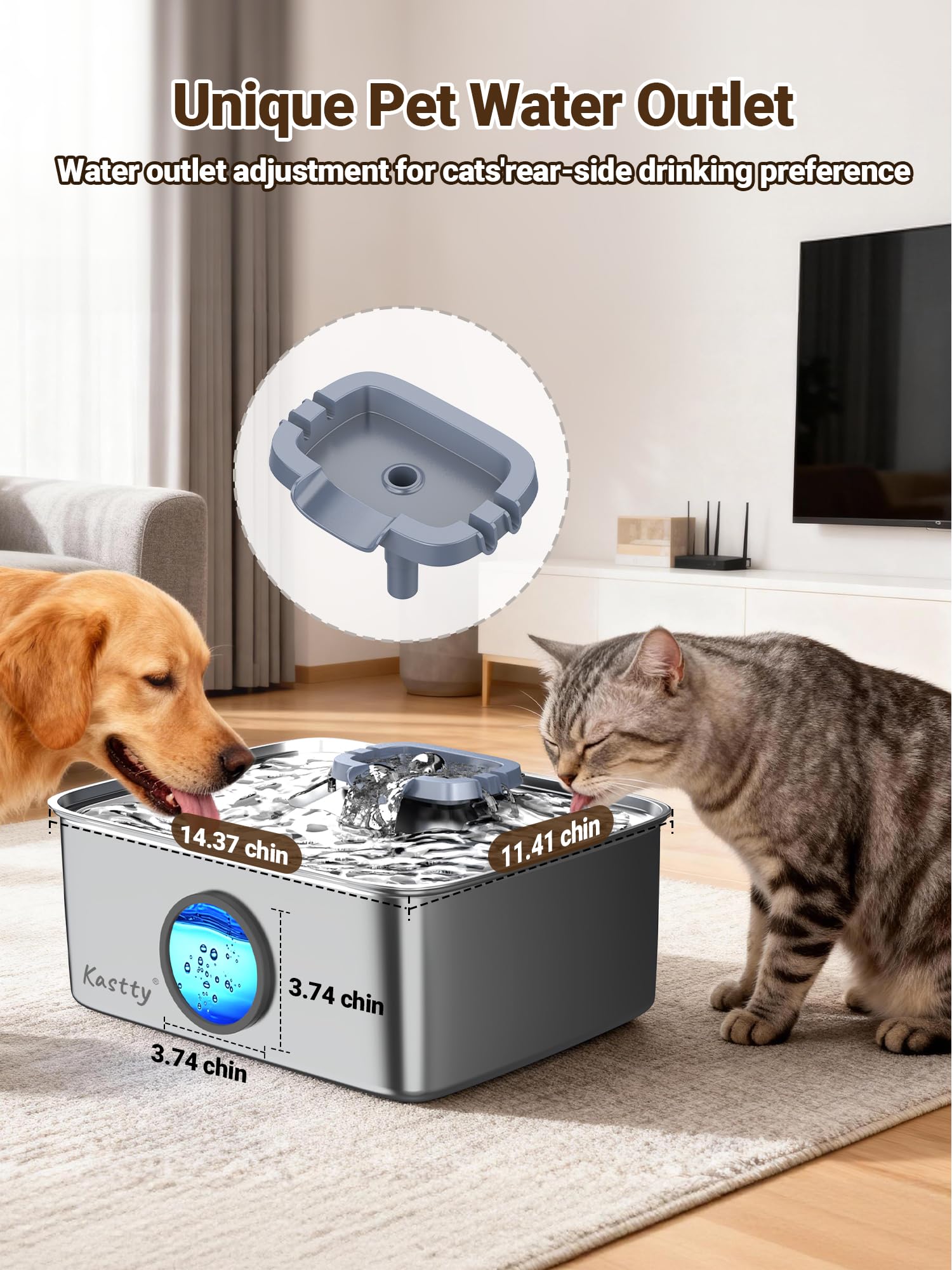 Kastty large-capacity fountain reduces refills for multiple pets