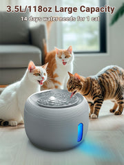 Kastty cat fountain with LED level window for monitoring water level.
