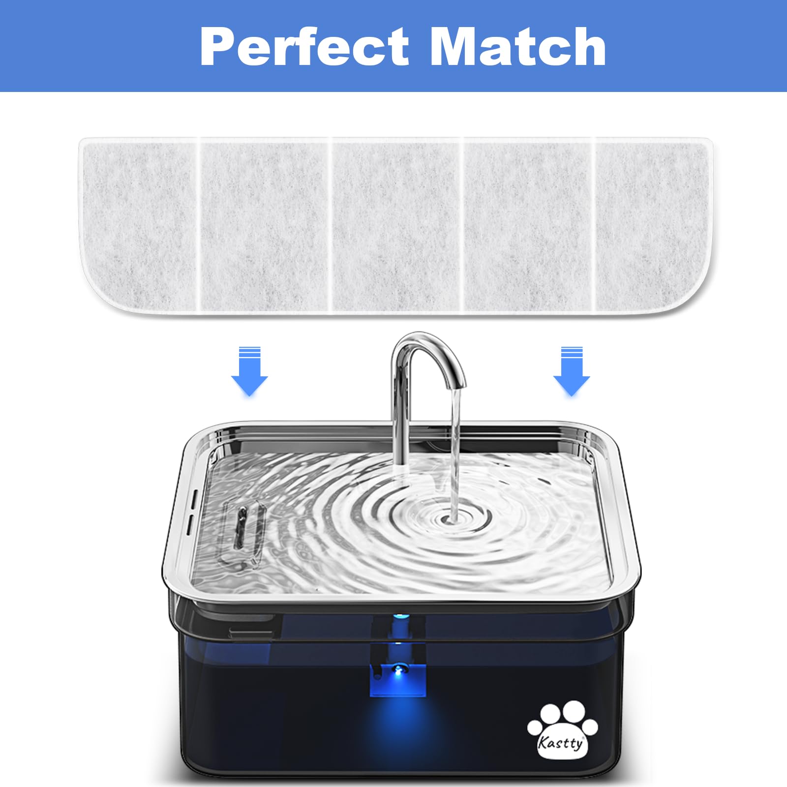 Kastty water-taste freshness—improved flavor to encourage pets to drink more water.