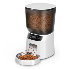 Katalic Automatic Cat Feeder white front view showing 4L capacity for scheduled meals.