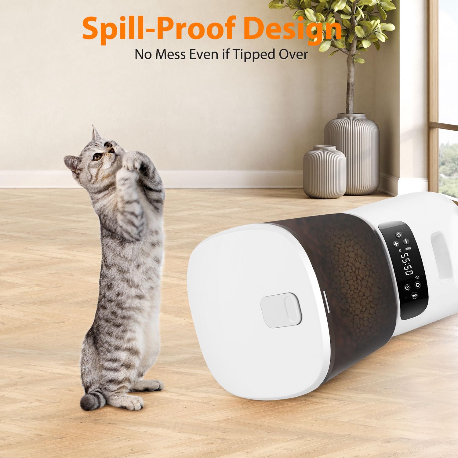 Katalic feeder voice recorder mic showing a personalized mealtime message.
