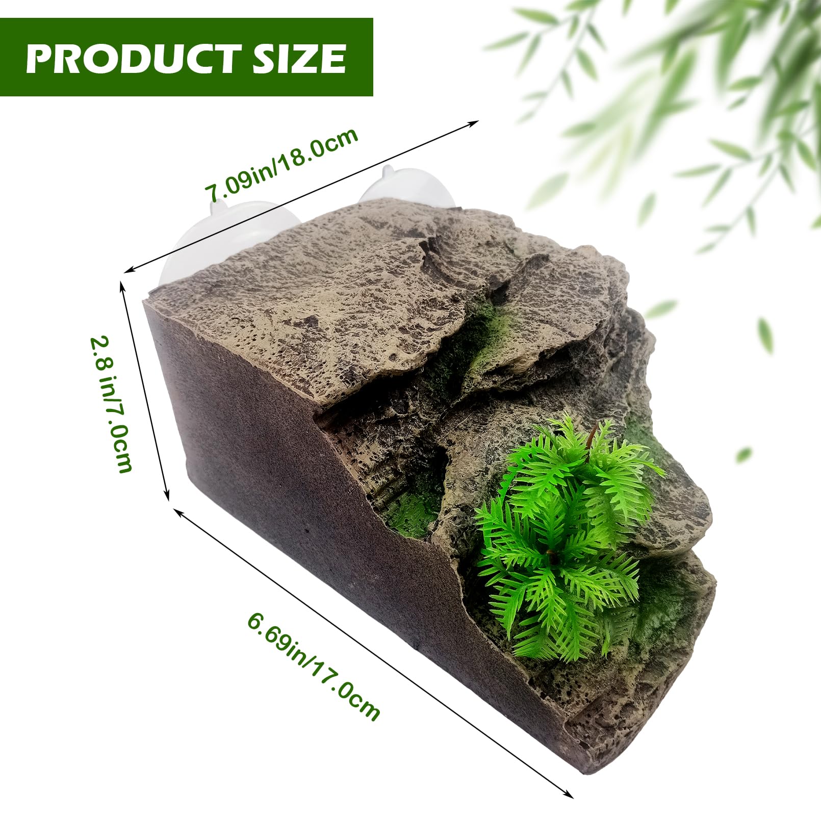 Kathson artificial plant decor rock enhances a natural-looking habitat.