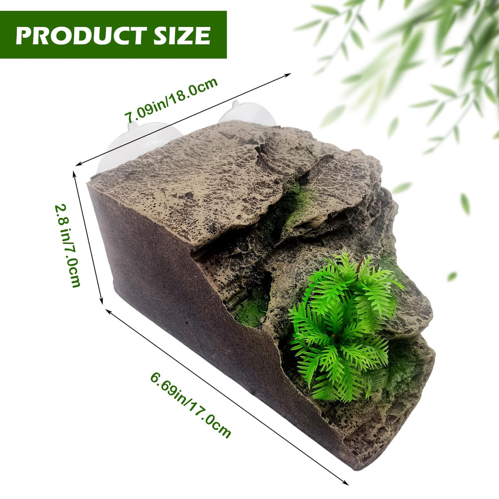 Kathson artificial plant decor rock enhances a natural-looking habitat.
