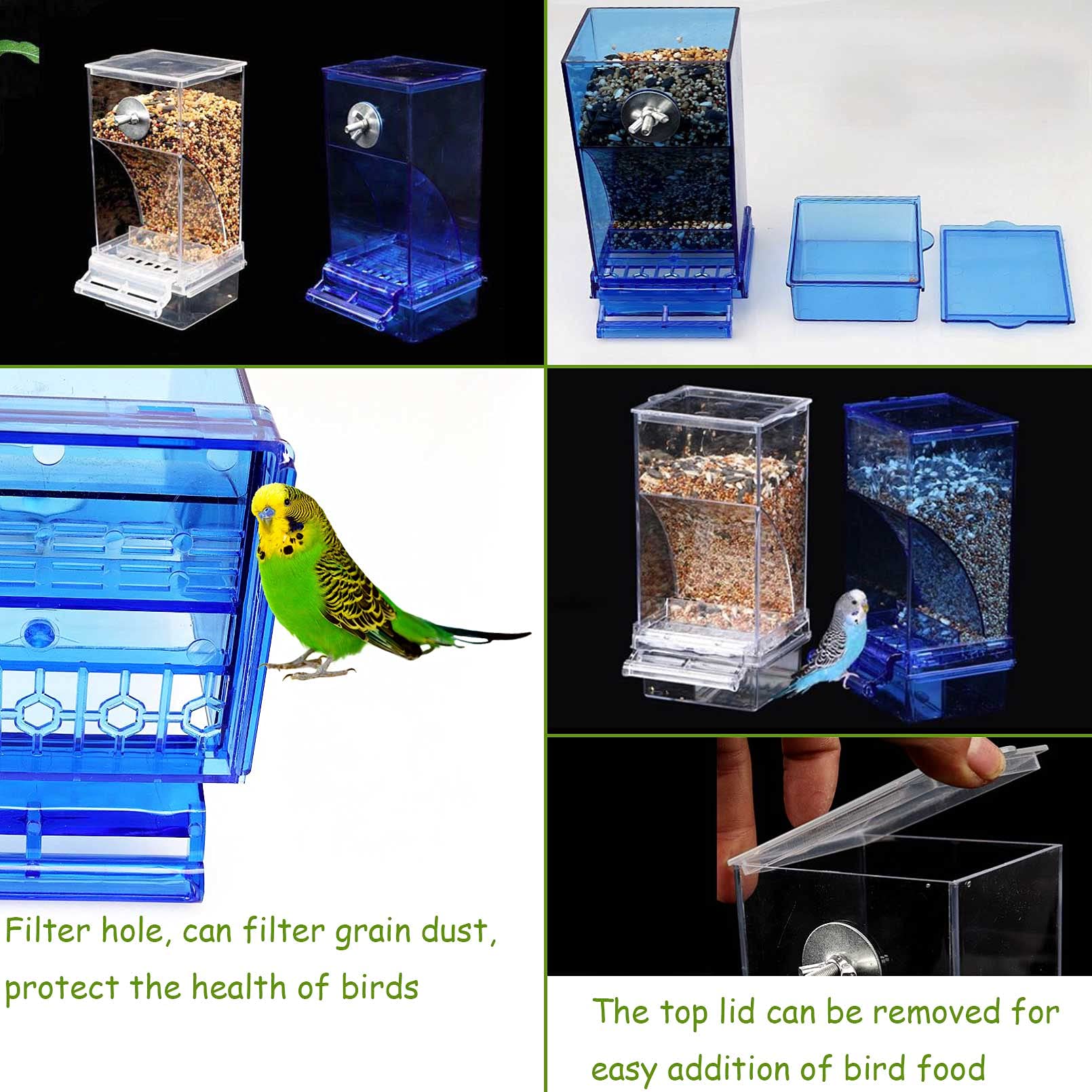 Kathson automatic seed dispenser cage showcases hands-off feeding for small birds.