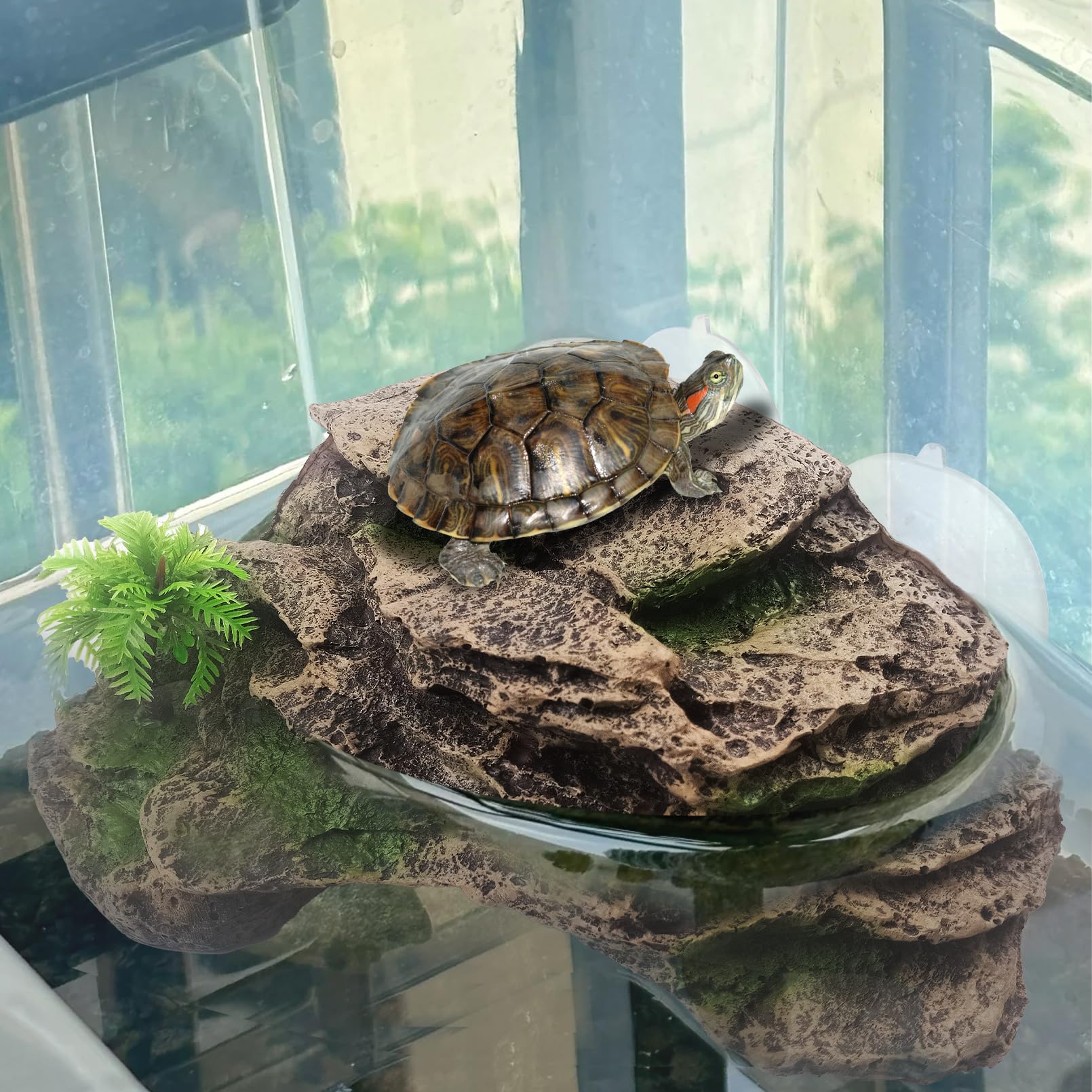 Kathson aquarium decor for bearded dragon setups with a rocky basking feature.