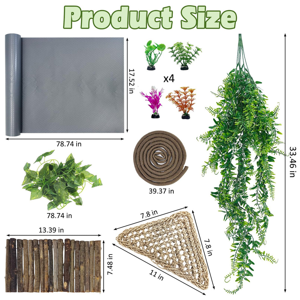 Kathson Bearded Dragon Tank Accessories Kit seagrass hammock with secure suction cups for climbing space.