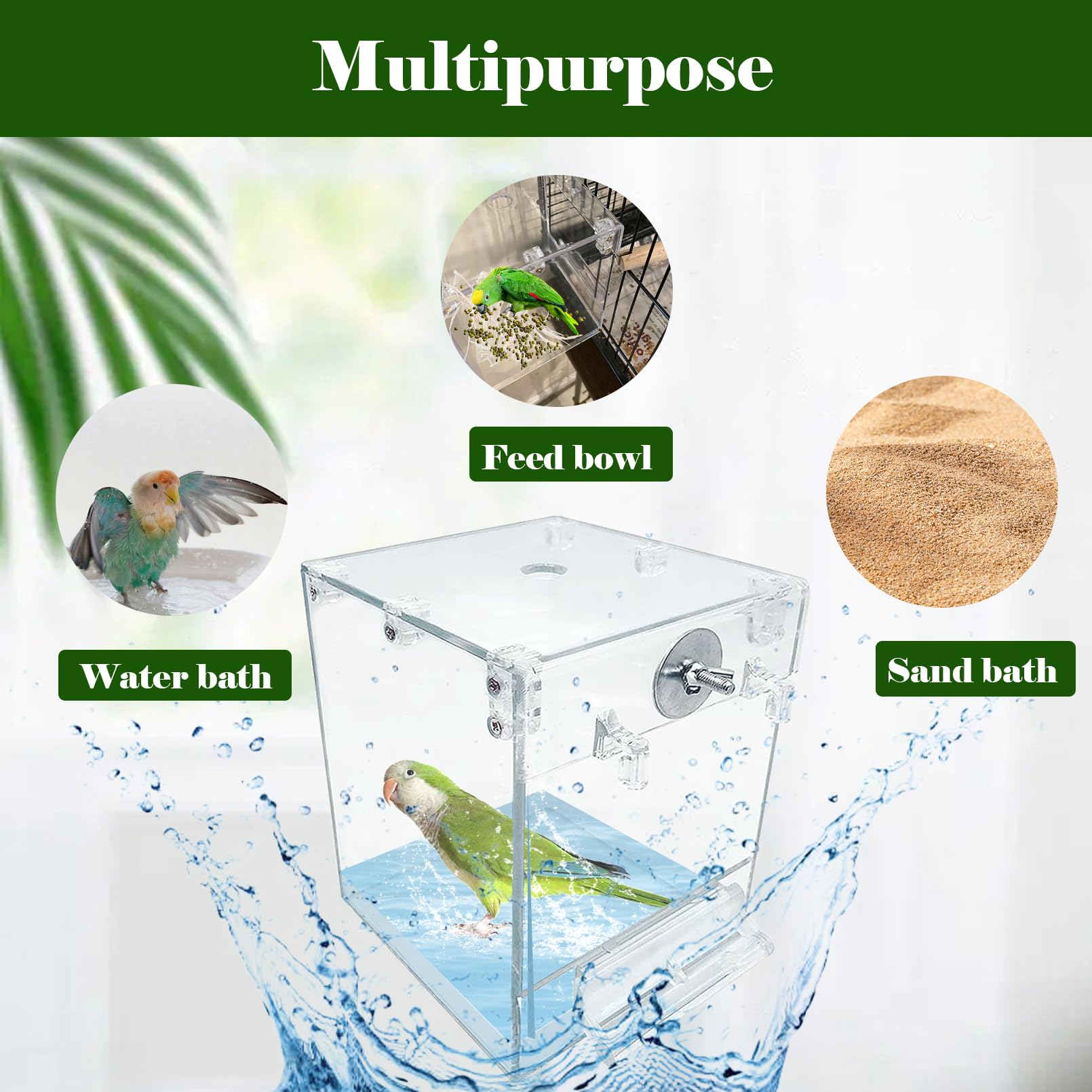 Kathson cage accessories pack includes feeding spoons and waterproof toy balls for enrichment