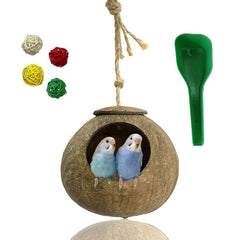 Kathson coconut-shell bird nest hanging hut as natural cage hideaway