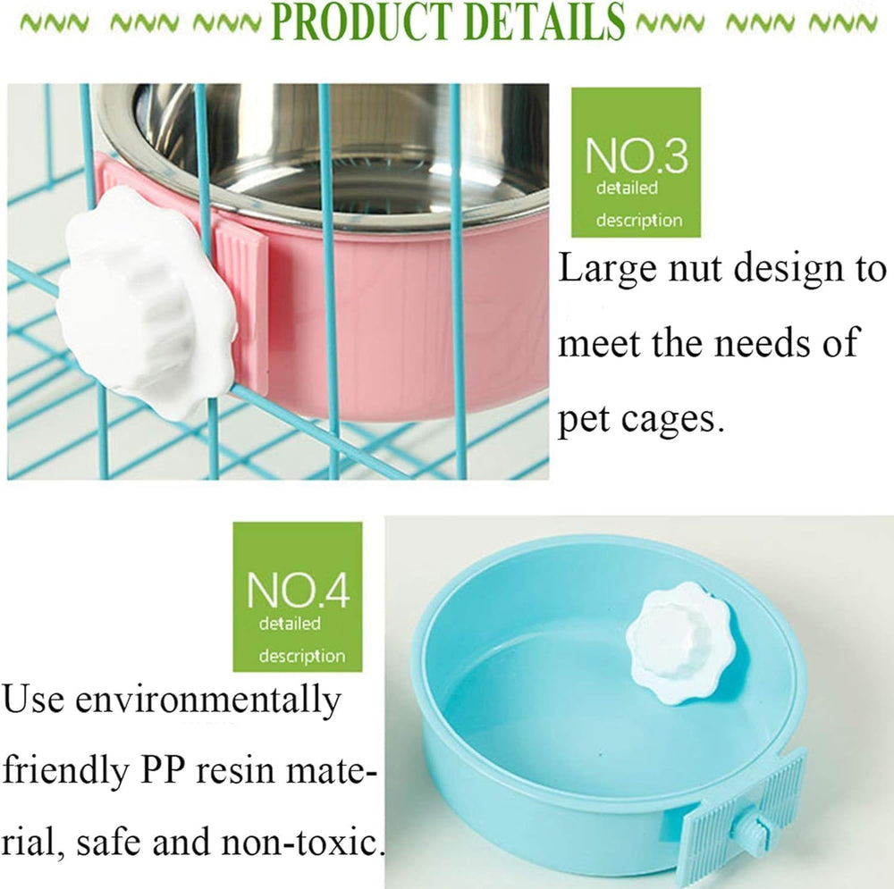 Kathson crate dog bowl food-water dual compartments helps organized cage meals.