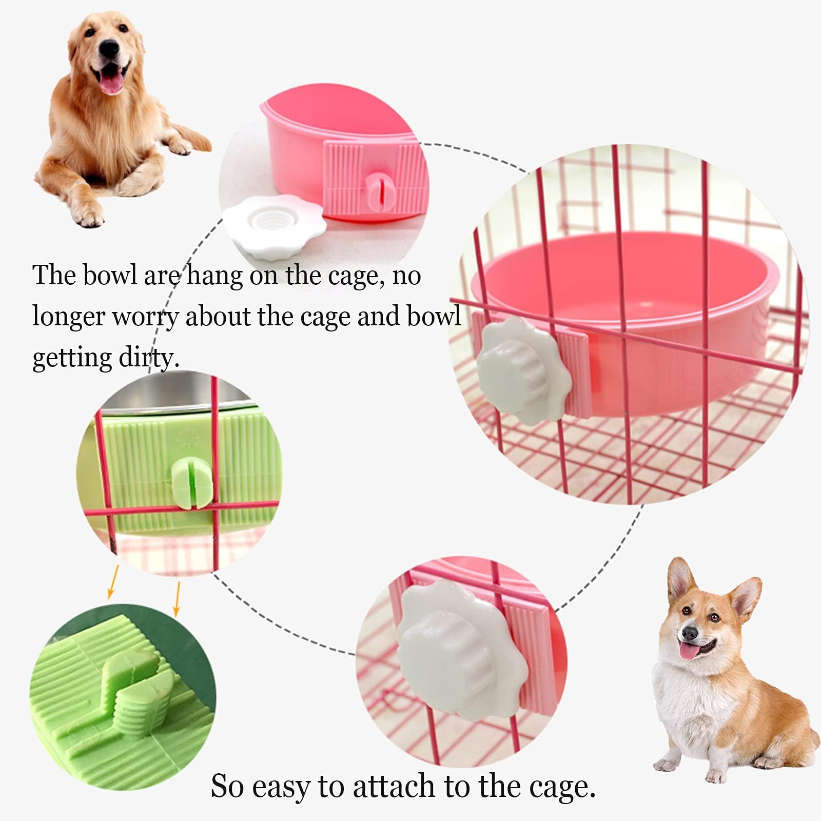 Kathson crate dog bowl multi-pet use – fits cats, rabbits, birds