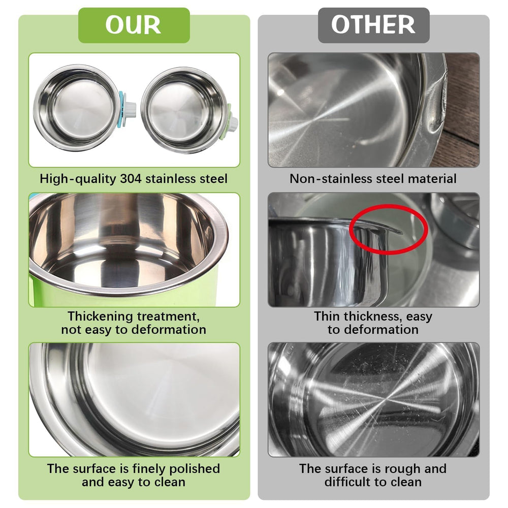 Kathson crate dog bowl removable-steel showcases quick-detach design for simple cleaning.