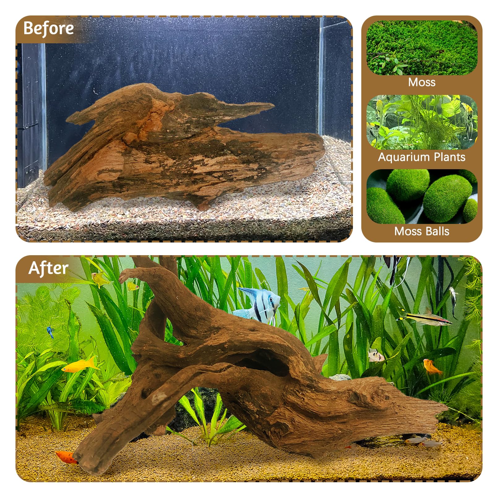 Kathson driftwood decor softens water and lowers pH in tanks